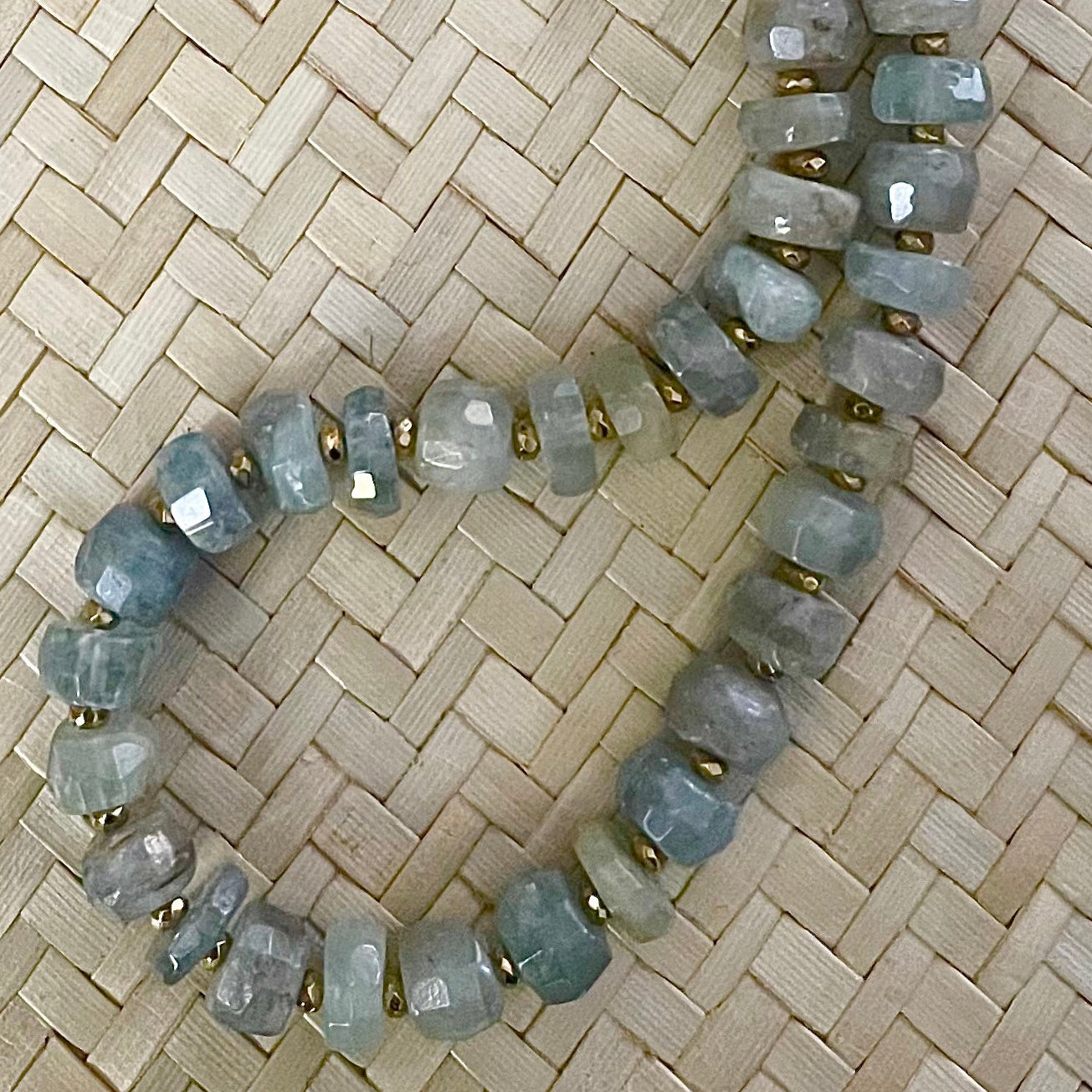 Aquamarine & Leather Swag Necklace