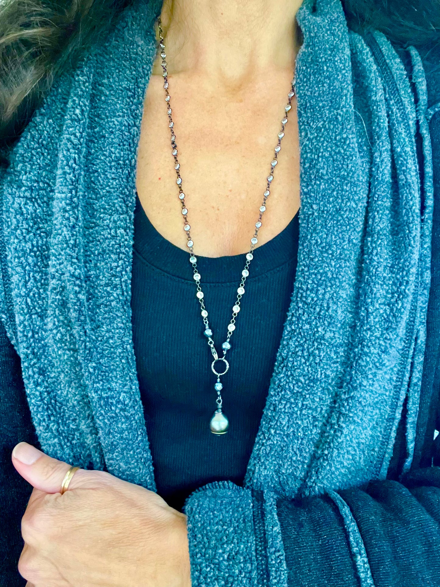 Zircon and Tahitian Pearl Necklace