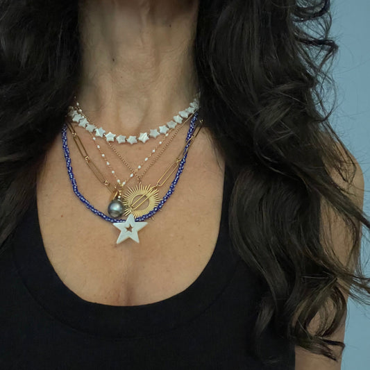 Mother of Pearl STAR and Pyrite Collar