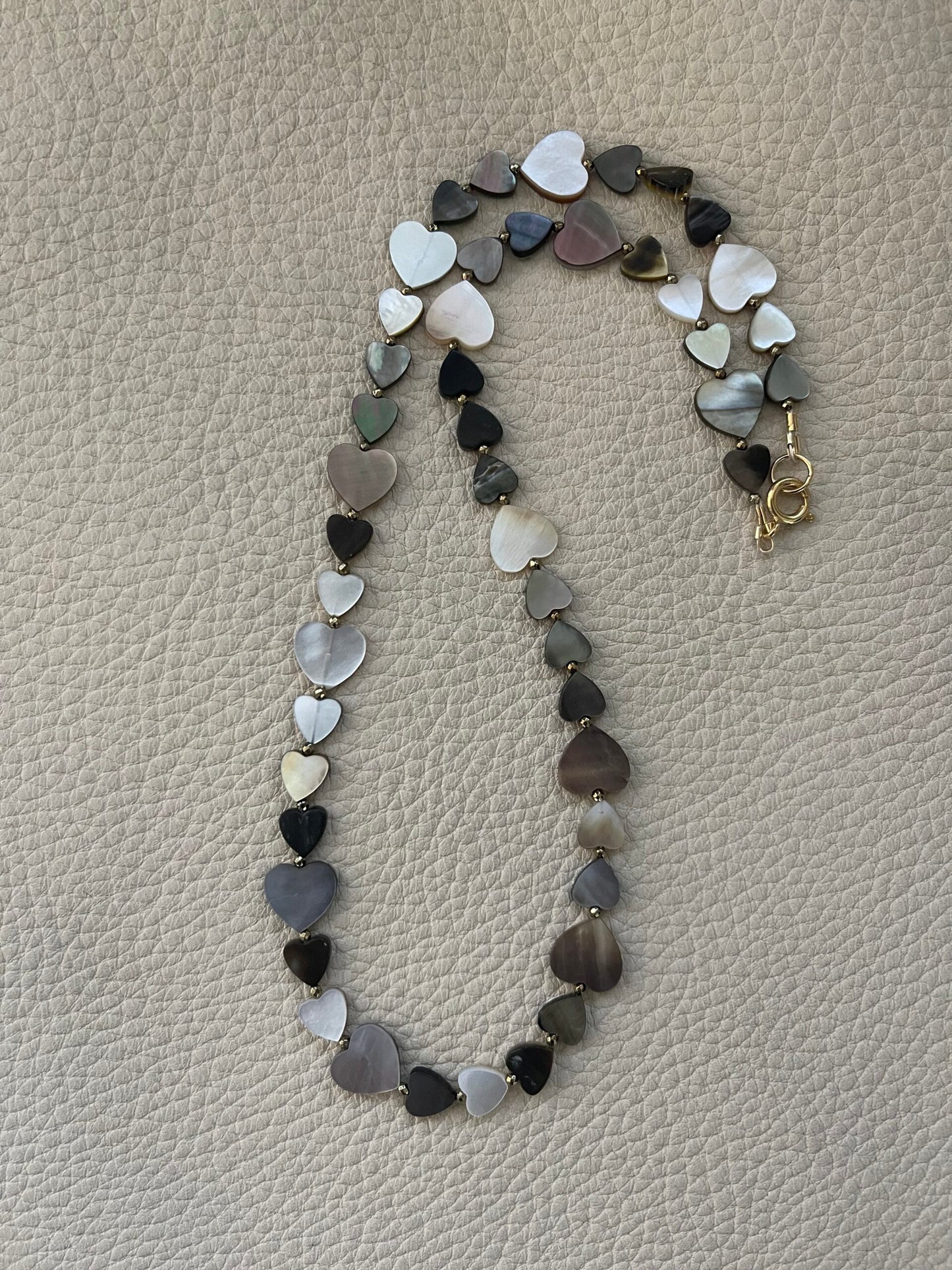 Black Mother of Pearl Heart Necklace