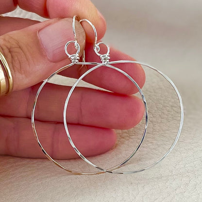 Hammered Metal Hoop Earring
