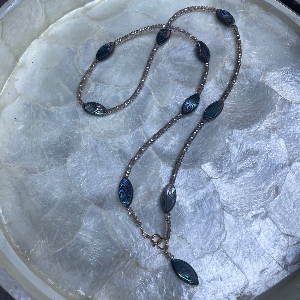 Opera length Swarovski & Abalone Necklace