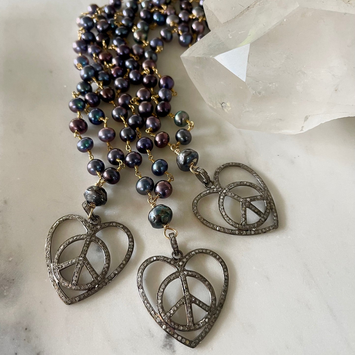 Pave Diamond Peace & Love Icon Pendants