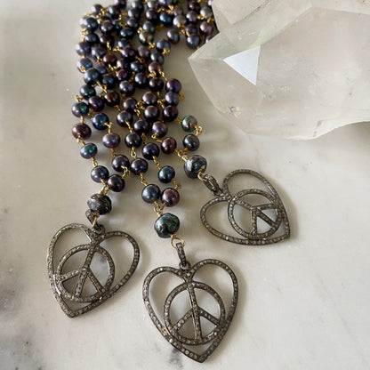 Pave Diamond Peace & Love Icon Pendants