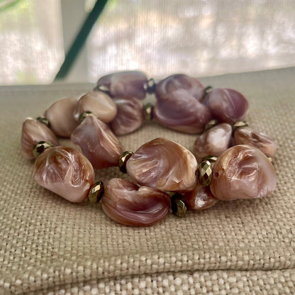 Pink Mussel shell & Pyrite Cuff