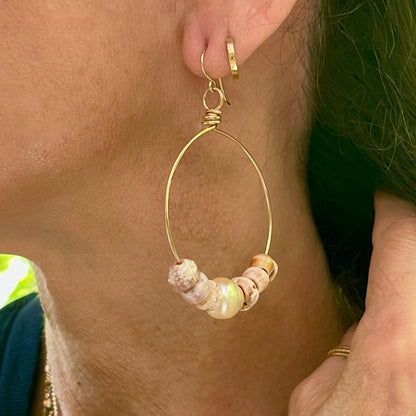 Pink Puka Shell Hoops