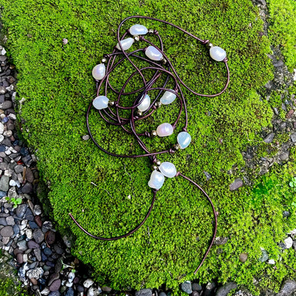 Freshwater, pearl and pyrite lariat necklace