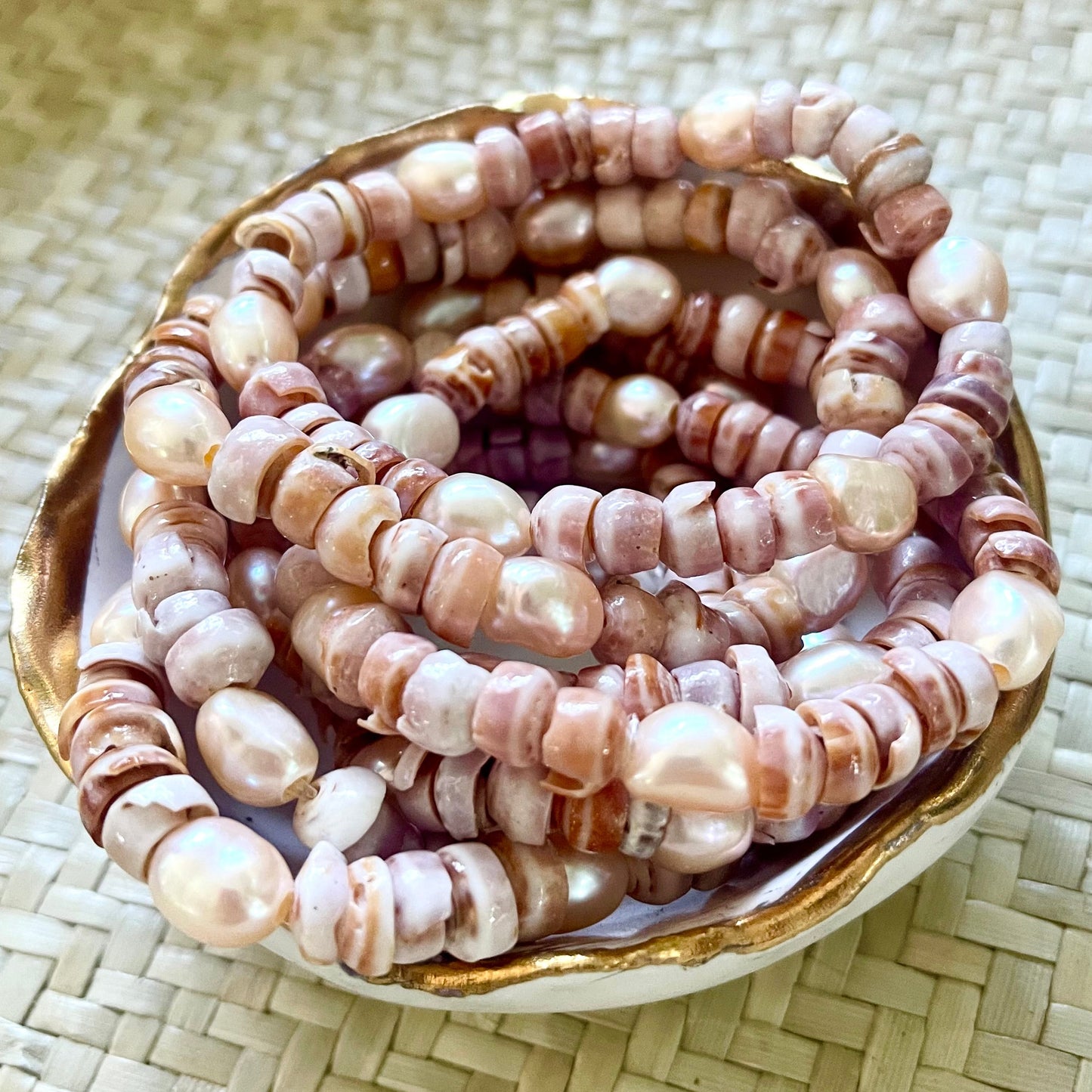 Pink Puka & Pearl Cuffs