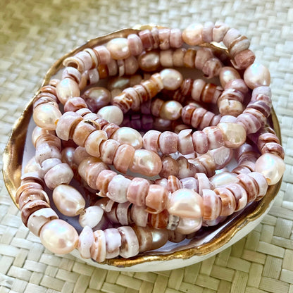 Pink Puka & Pearl Cuffs