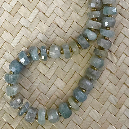 Aquamarine & Leather Swag Necklace