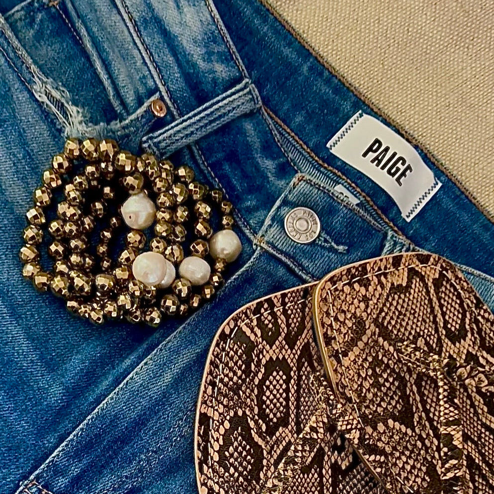 Pyrite and South Sea Pearl Bracelet