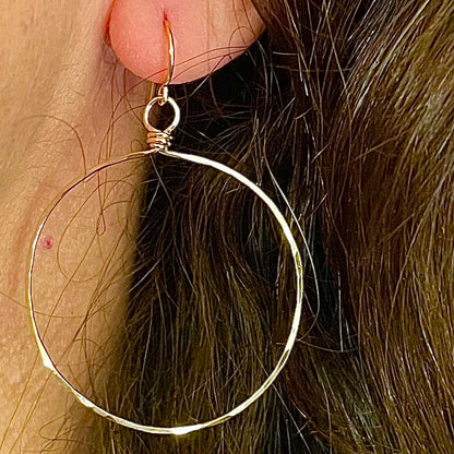 Hammered Metal Hoop Earring