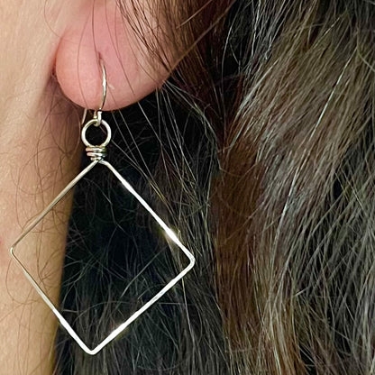 Hammered Metal Diamond Earring