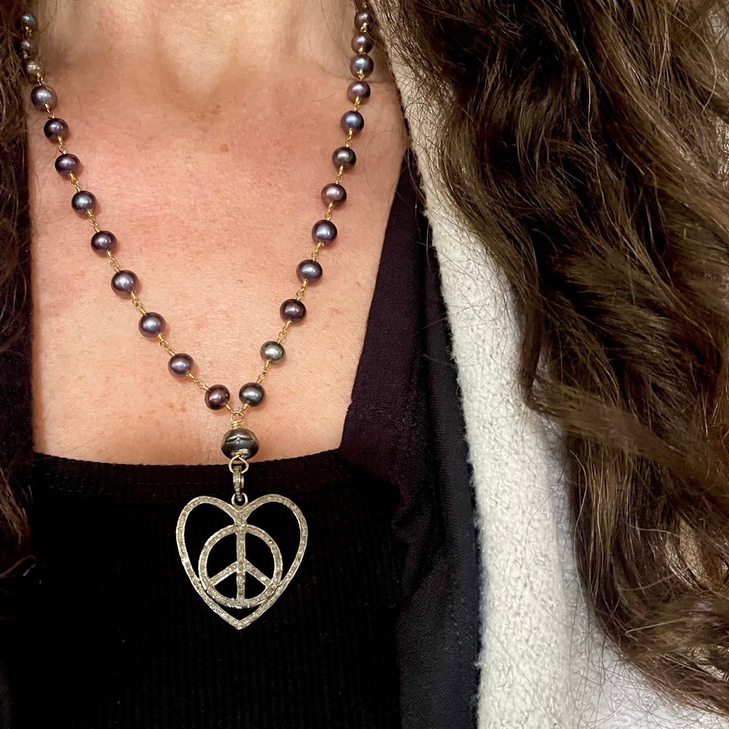 Pave Diamond Peace & Love Icon Pendants