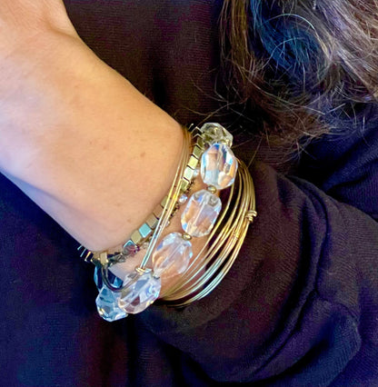 Faceted quartz crystal cuff