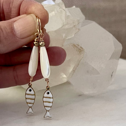 Enamel & Mother of Pearl Fish