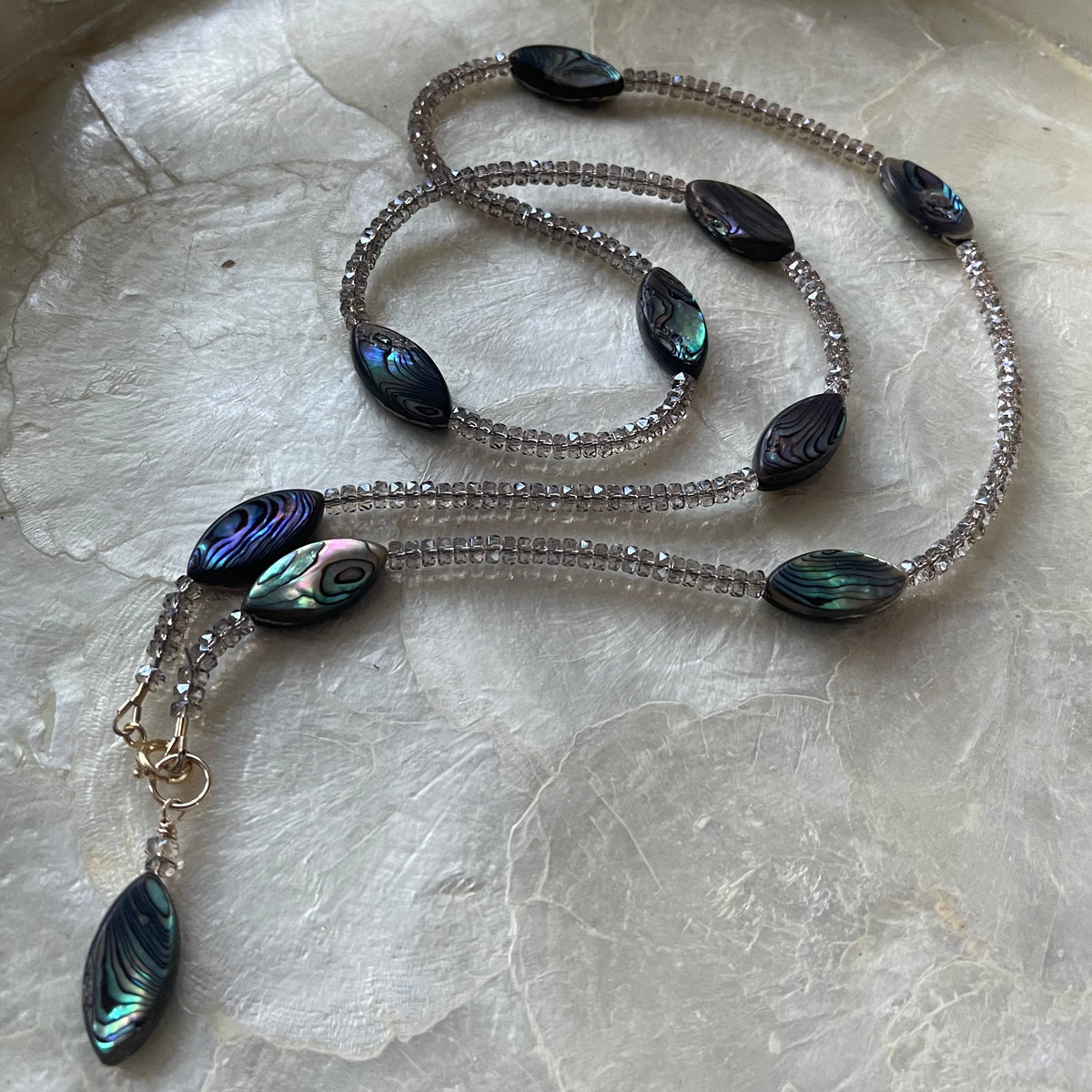 Opera length Swarovski & Abalone Necklace