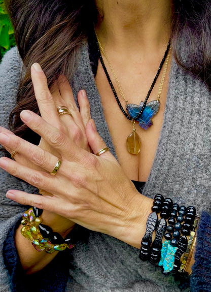 Black Spinel Collar with Citrine Pendant