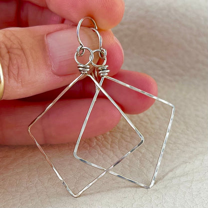 Hammered Metal Diamond Earring