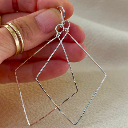 Hammered Metal Diamond Earring