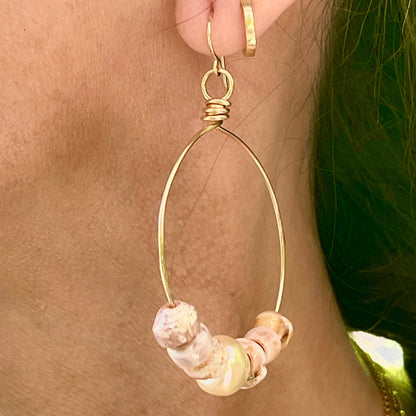 Pink Puka Shell Hoops