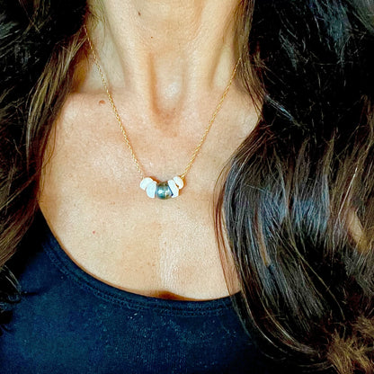 Puka and Tahitian pearl necklace