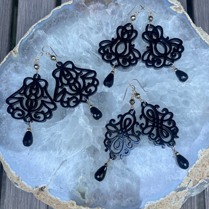 Filigree Water Buffalo Horn Earring