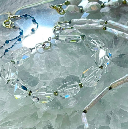 Faceted quartz crystal cuff