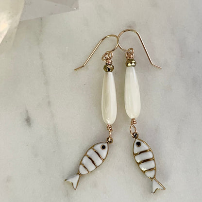 Enamel & Mother of Pearl Fish