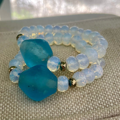 Azure African glass & Pyrite Cuff