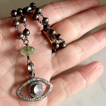 Pave Diamond Evil Eye Icon Pendant