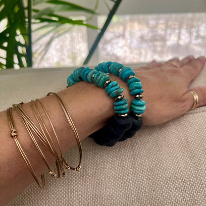Turquoise and African glass Cuff