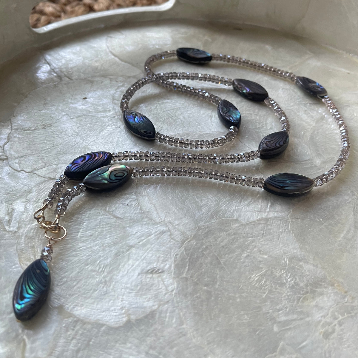 Opera length Swarovski & Abalone Necklace