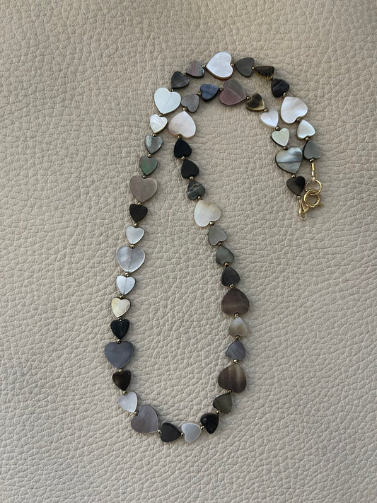 Black Mother of Pearl Heart Necklace