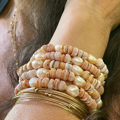 Pink Puka & Pearl Cuffs