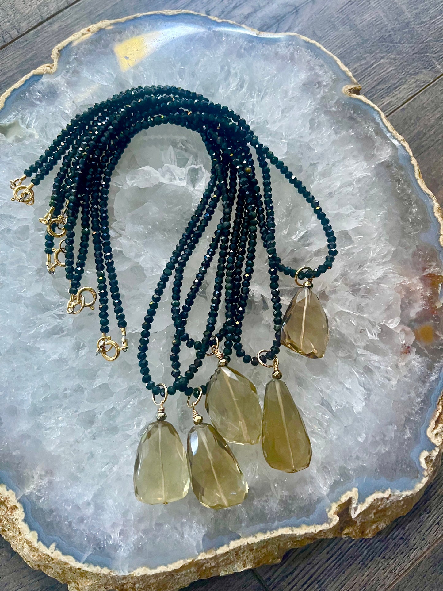 Black Spinel Collar with Citrine Pendant