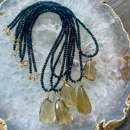 Black Spinel Collar with Citrine Pendant