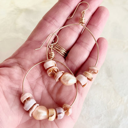 Pink Puka Shell Hoops