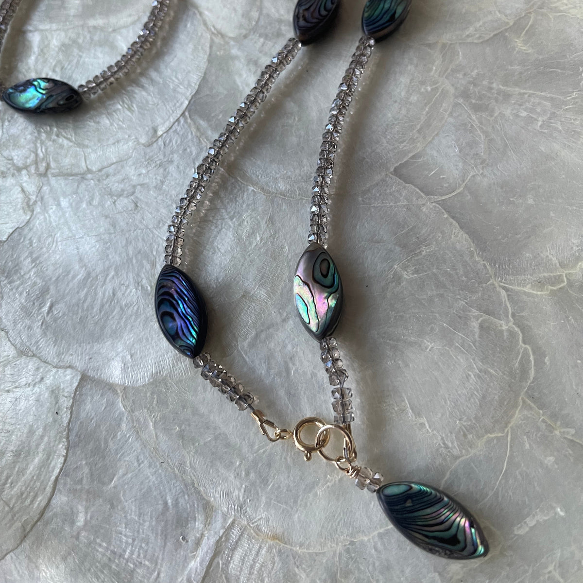 Opera length Swarovski & Abalone Necklace