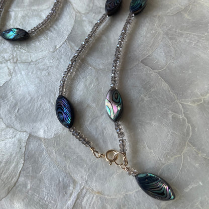 Opera length Swarovski & Abalone Necklace