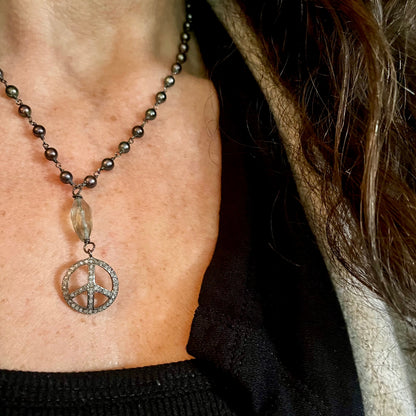 Pave Diamond Medium Peace Icon Pendant