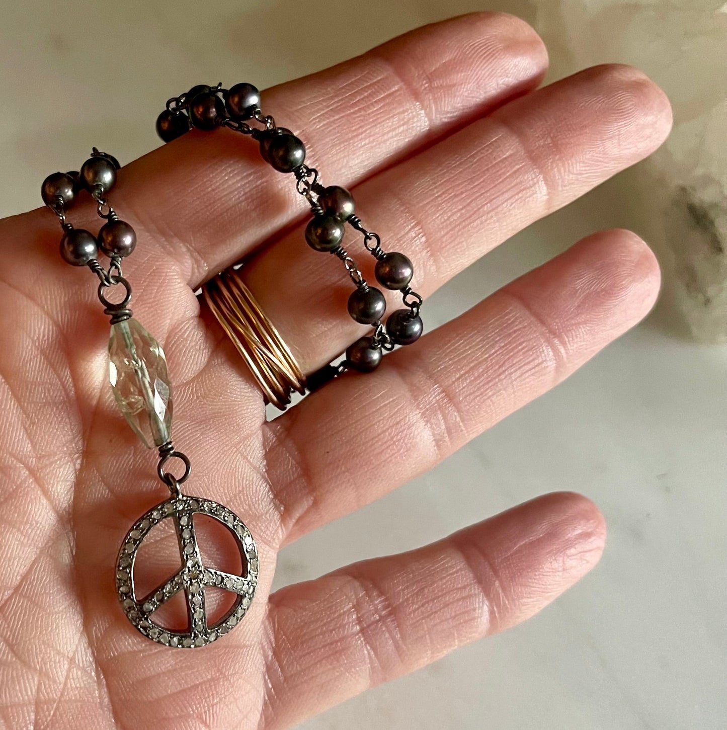 Pave Diamond Medium Peace Icon Pendant