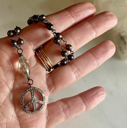 Pave Diamond Medium Peace Icon Pendant