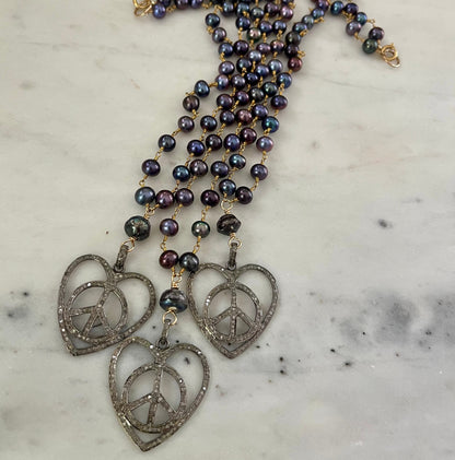 Pave Diamond Peace & Love Icon Pendants