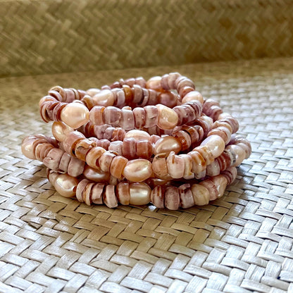 Pink Puka & Pearl Cuffs