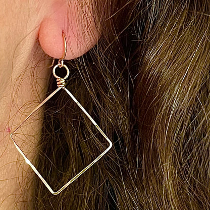 Hammered Metal Diamond Earring