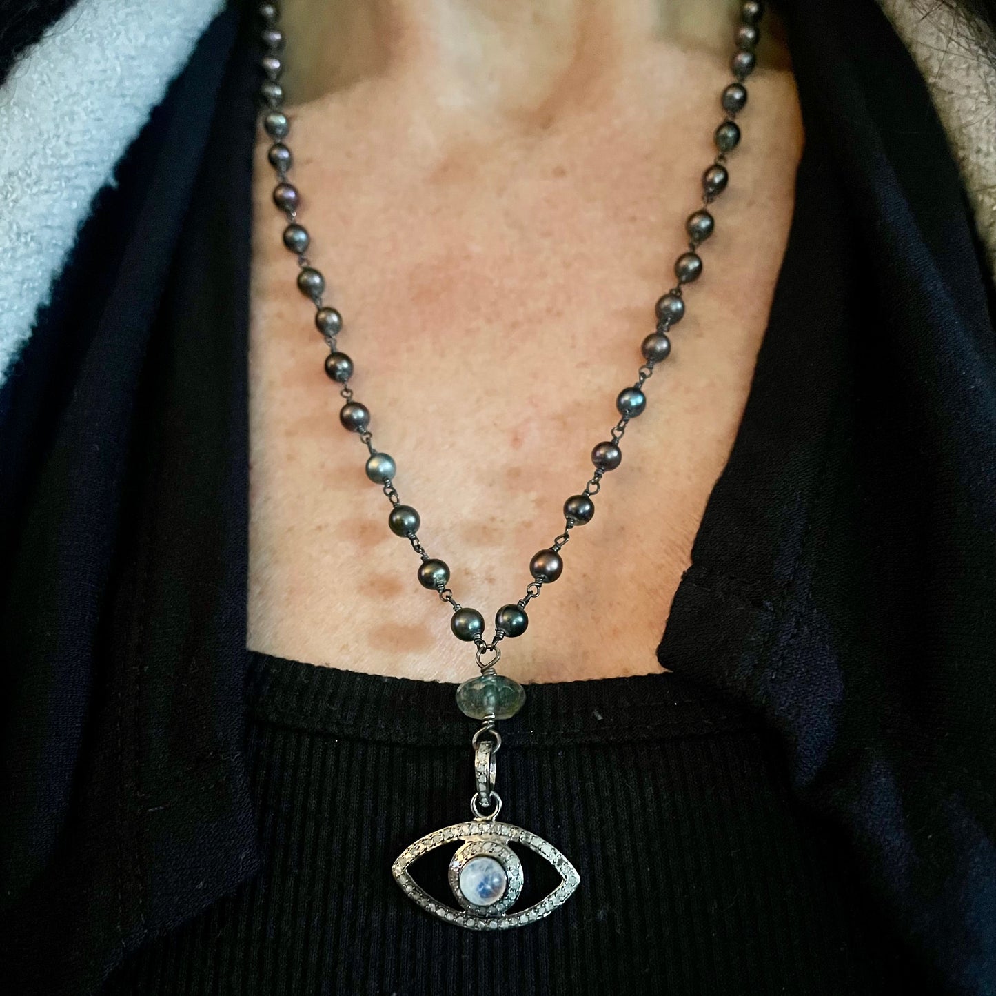 Pave Diamond Evil Eye Icon Pendant