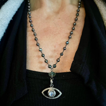 Pave Diamond Evil Eye Icon Pendant