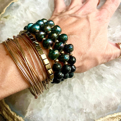 Black Tourmaline and Pearl Cuffs