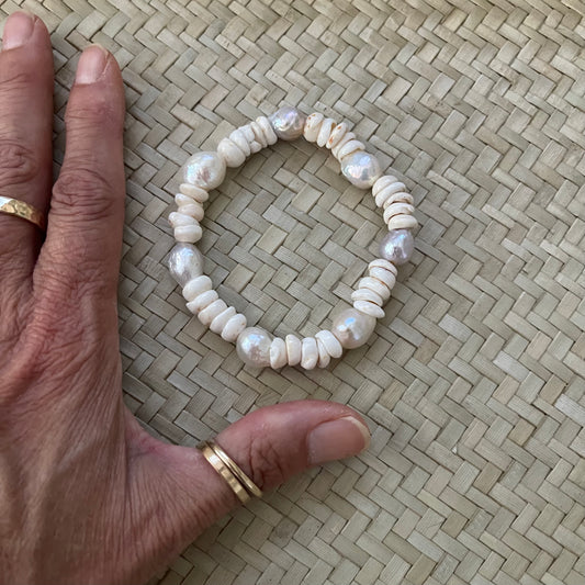 Petite Puka and Akoya pearl cuff